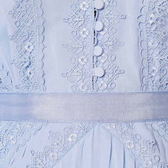 Sky blue plissé chiffon gown - Picture 6 of 6